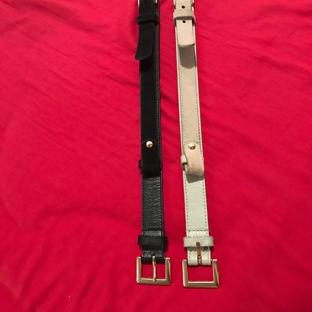 Bcbgmaxazria Pair Of Black And Cream Belts With Gold Buckles Small